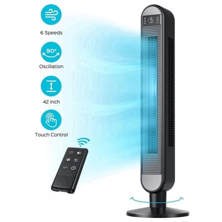 360 Oscillation, Micro-Blade Noise Reduction Technology Tower Fan, Black OpenBox