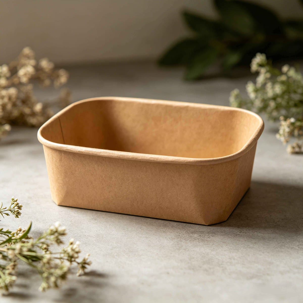 Kraft square paperboard container 24oz