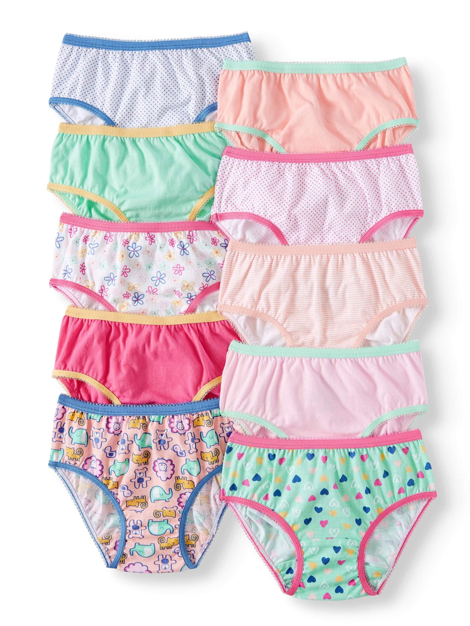 20PCSWonder Nation 10 Pack Girls Briefs/Panties Size 1 2Multi Color