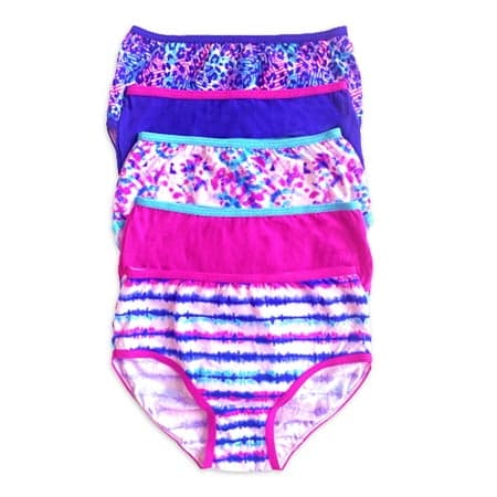 Wonder Nation Girls Cotton Brief Underwear, 5Pack, Sizes 6