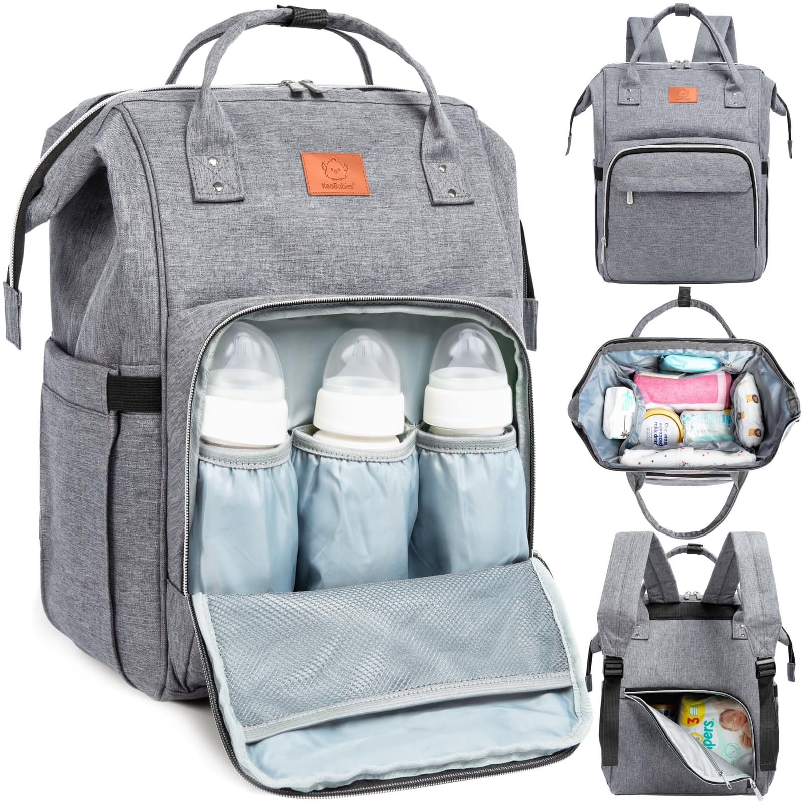 Quilbie Diaper Bag with 1-Hand Open In Gray - New