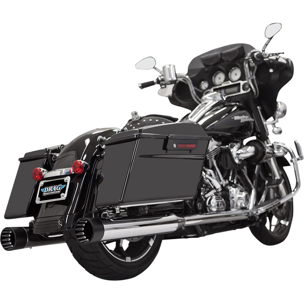 BASSANI XHAUST 1F73DNT5 DNT Straight Can Slip-On Mufflers - Chrome/Black