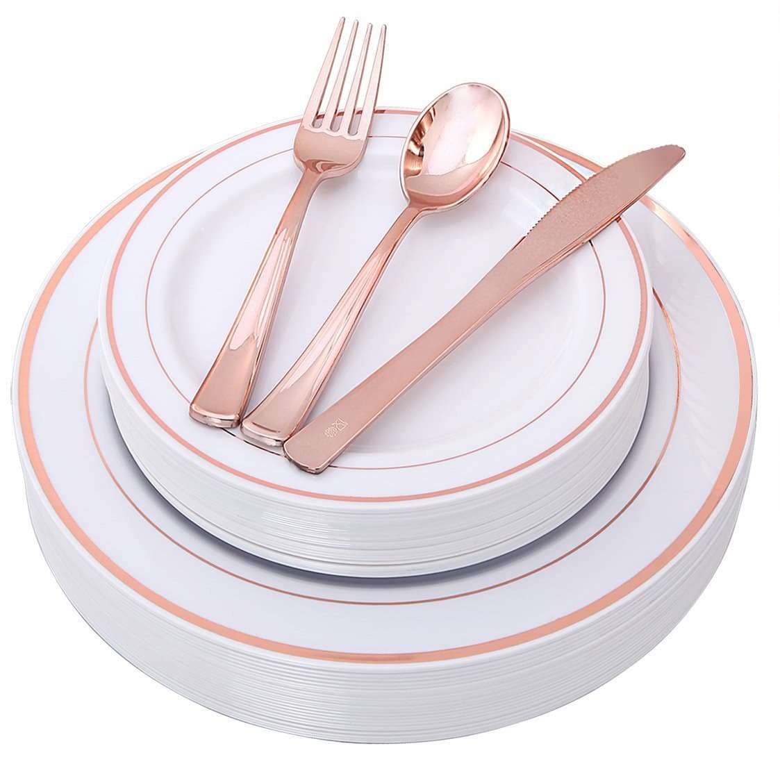 Rose Gold Party Plates (350-Count Bulk Pack)