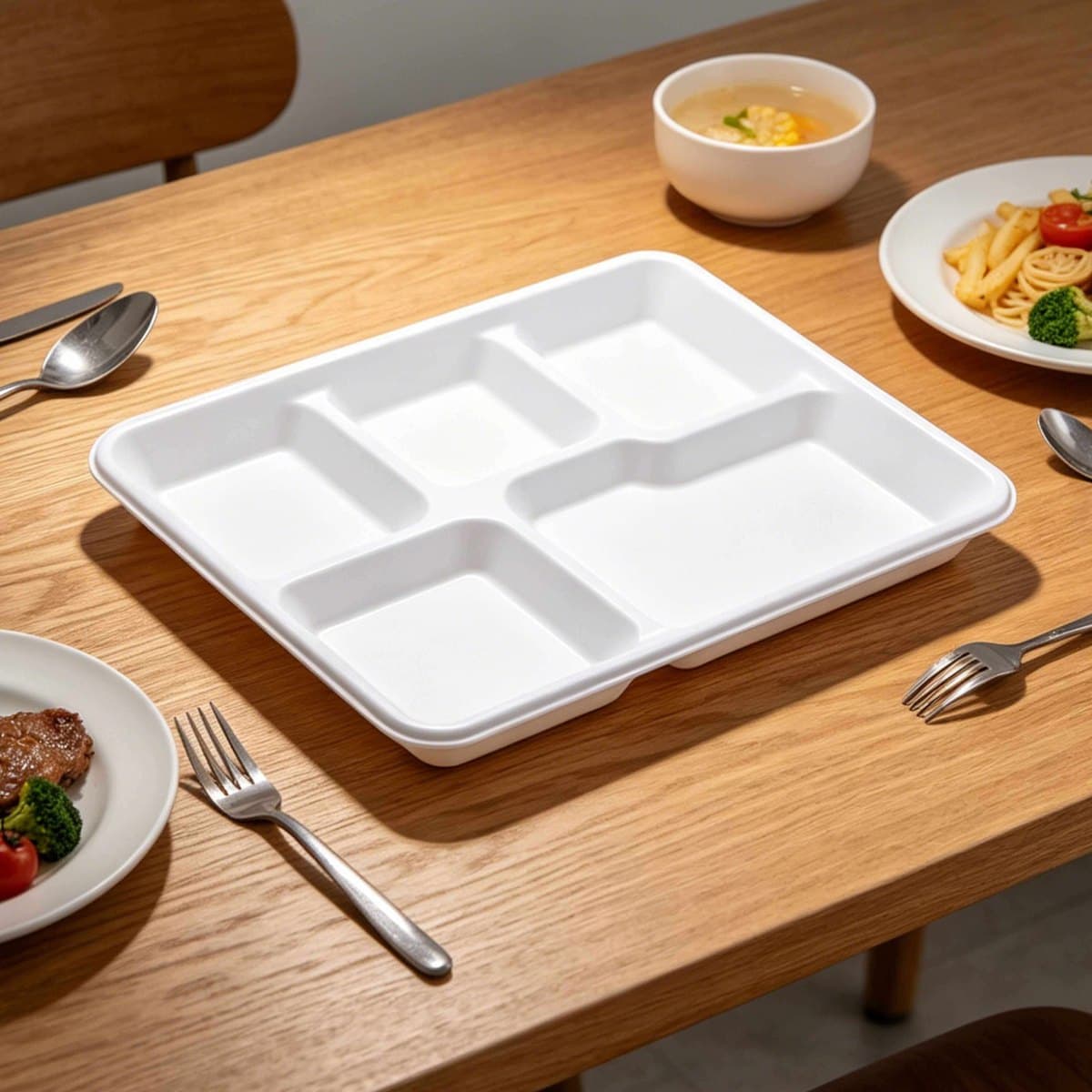 5-Compartment School Tray