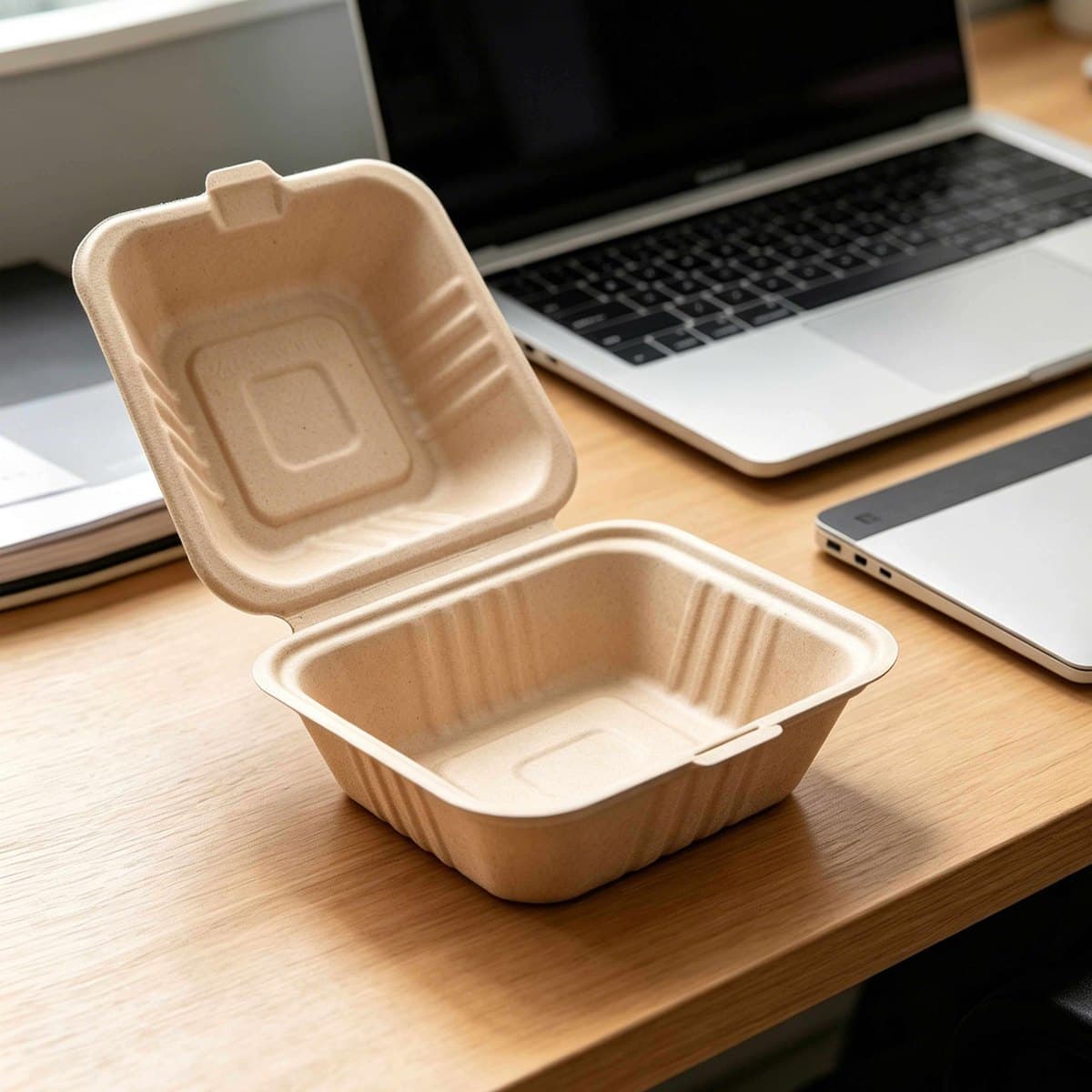 6"x6" Bagasse Clamshell