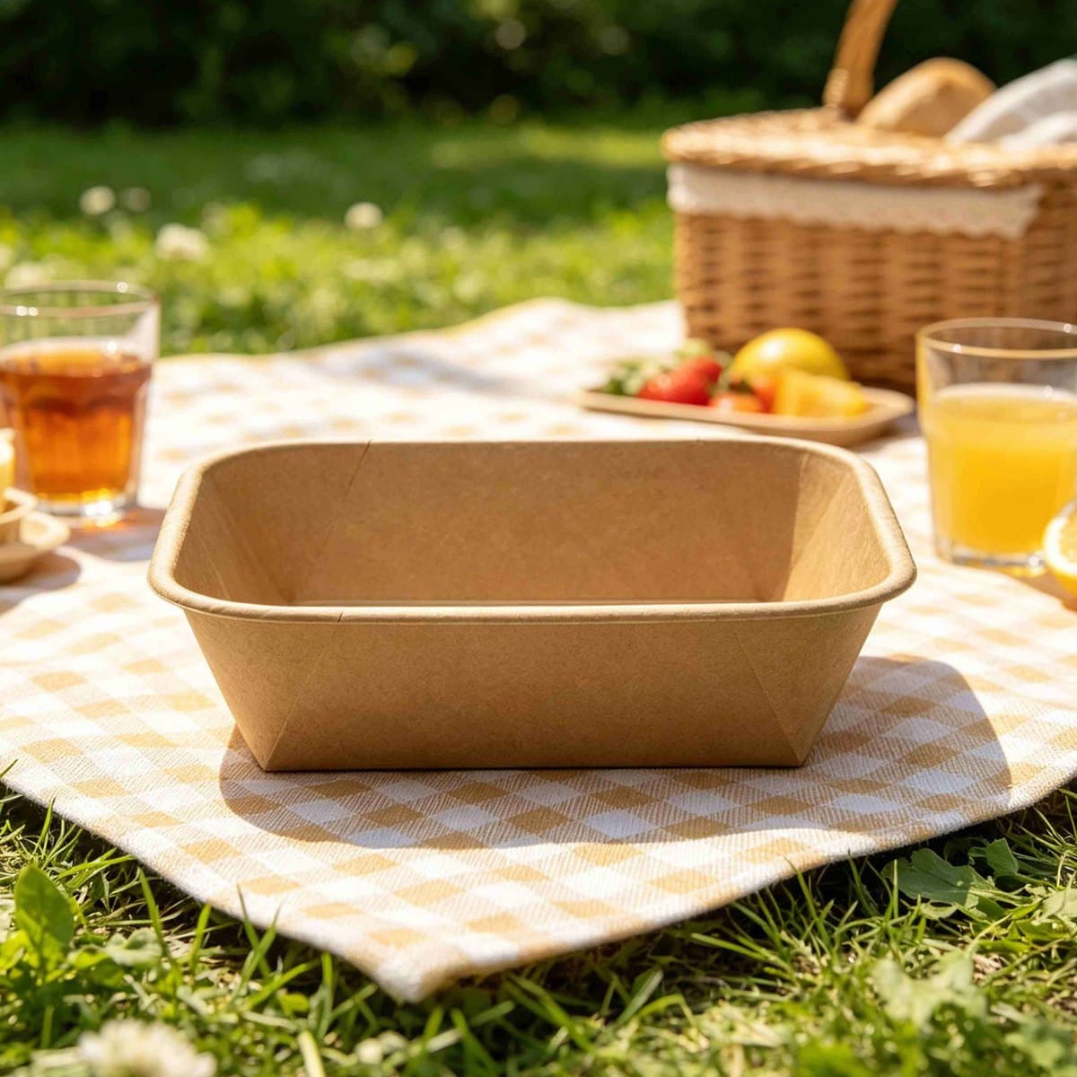 Kraft square paperboard container 50oz