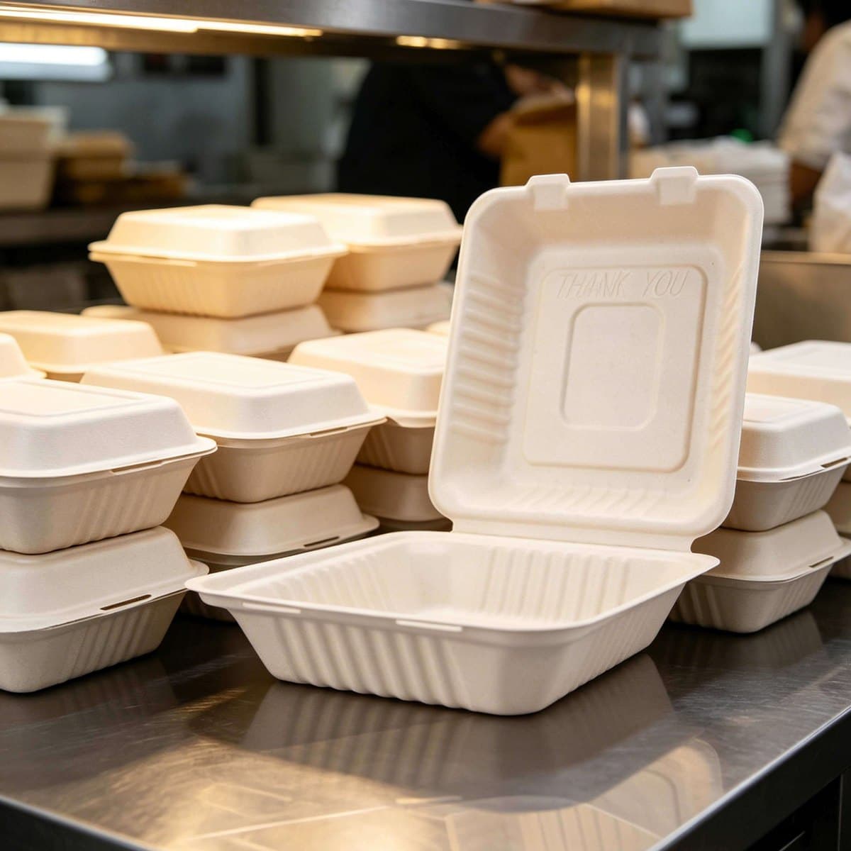 8"x8" Bagasse Clamshell
