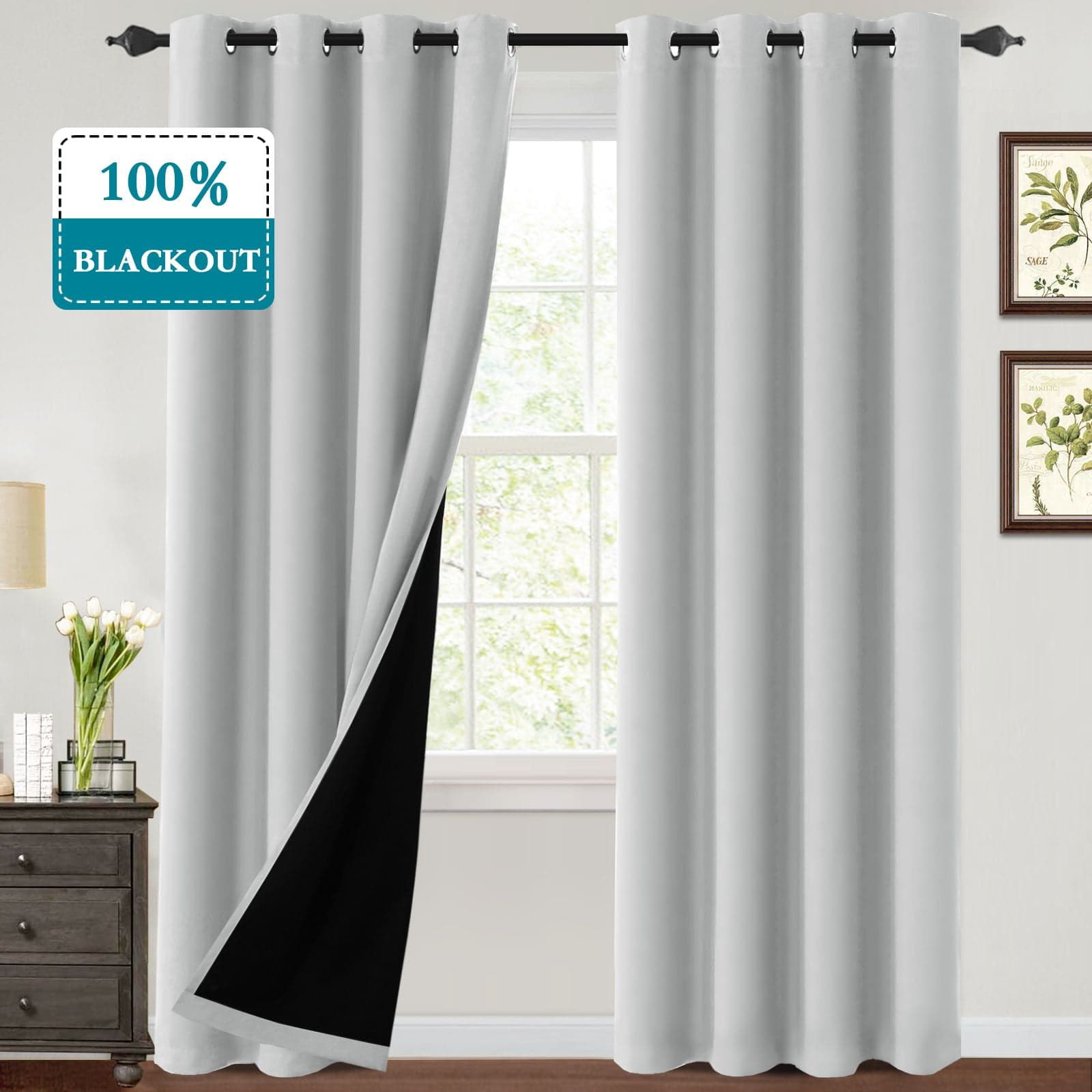 Primebeau Blackout Curatin Panels 52" W x 63" L ANGORA