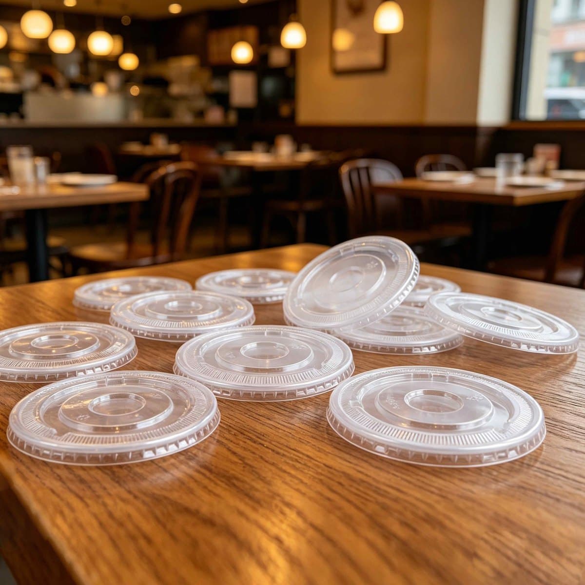 PET Flat Lid for 78mm PET Cold Cup with Straw Slot,2.2g