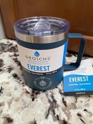 Grosche Everest Double Wall Insulated Travel Mug Navy Blue 14 oz 400mL