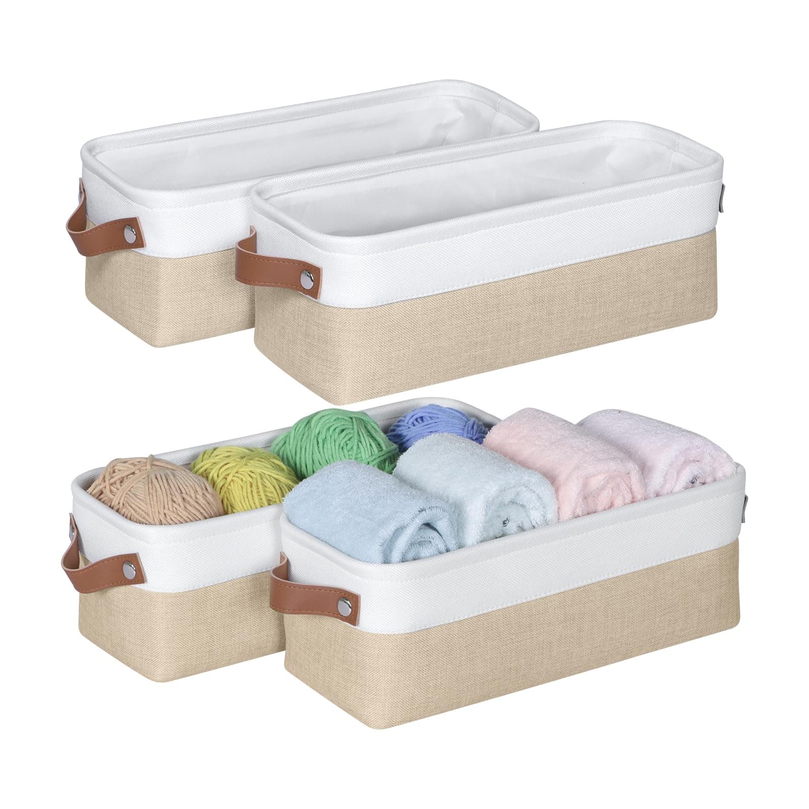 4 Pack Storage Baskets Bins Cabinet Fabric Container Basket w/Handle White Black