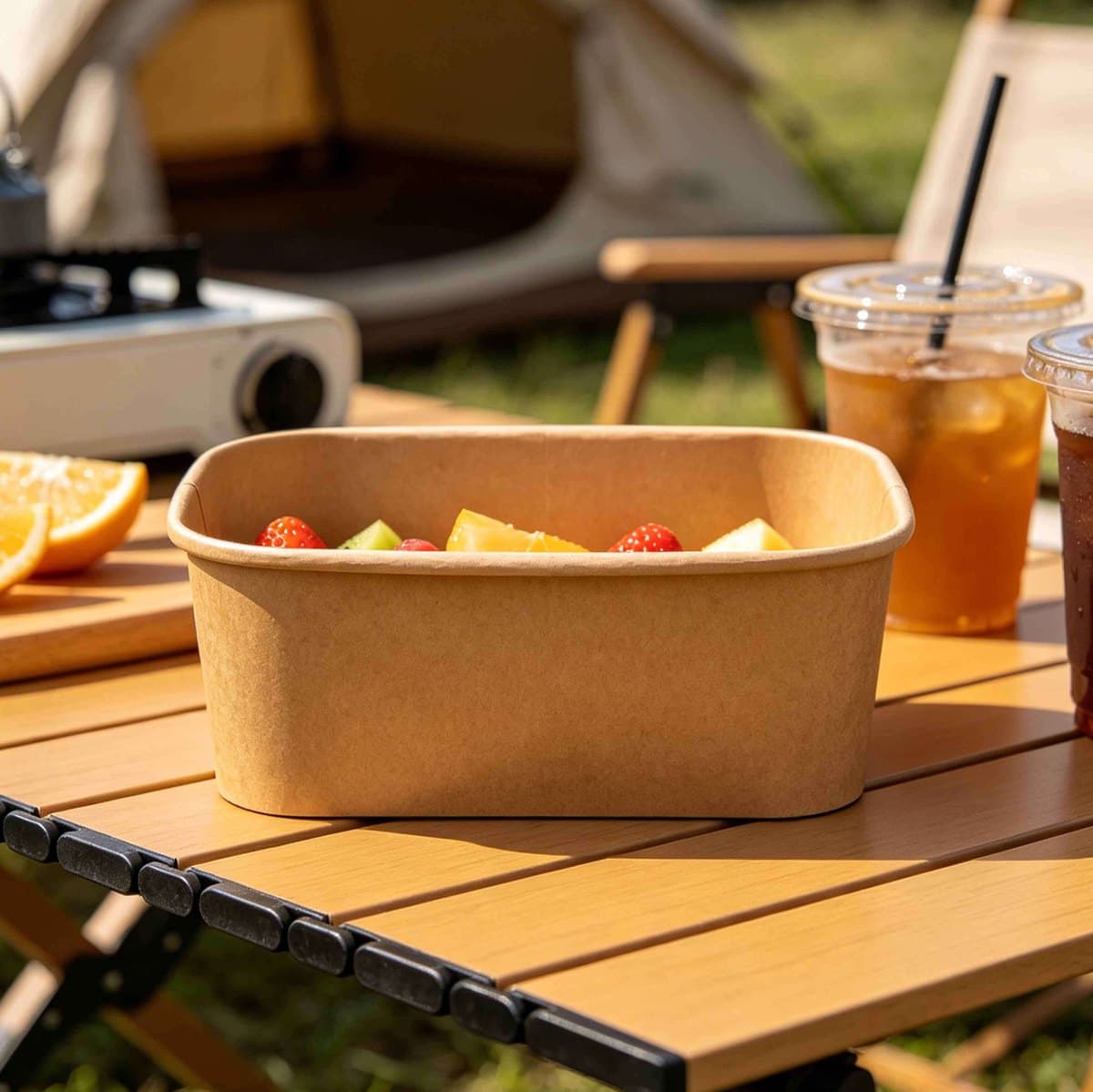 Kraft square paperboard container 40oz