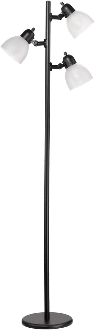 12719 Life 63" 3-Light Floor Lamp, Matte Plastic, LED Bulbs Included, Black with