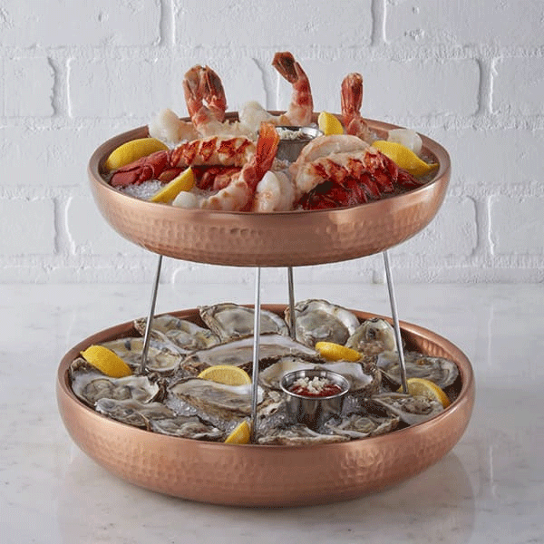 American Metalcraft SDRCK Seafood Tray and Racks, 9.65" Length x 9.65" Width,
