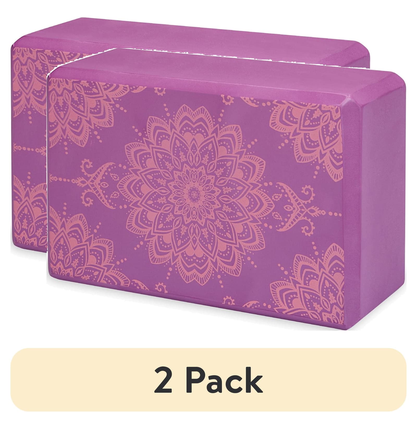 Yoga Blocks 2 Pack - Sturdy Foam Yoga Block Set with Strap for Exercise, Pink