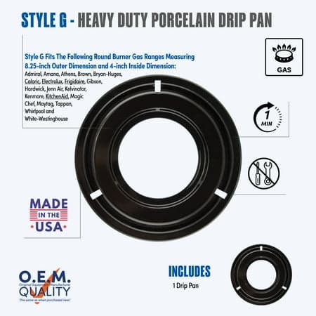 KLEEN RGP300 (Style G), 8.25 Inch Round  Chrome Drip Pan Gas Range