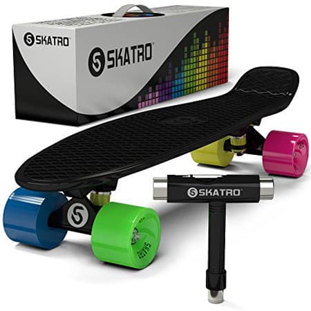 Black Logo Retro CruiserRainbow Wheels Skateboard