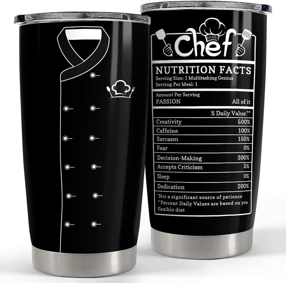 Coffee Travel Mug, Chef Hat, Personalized Engraving Included