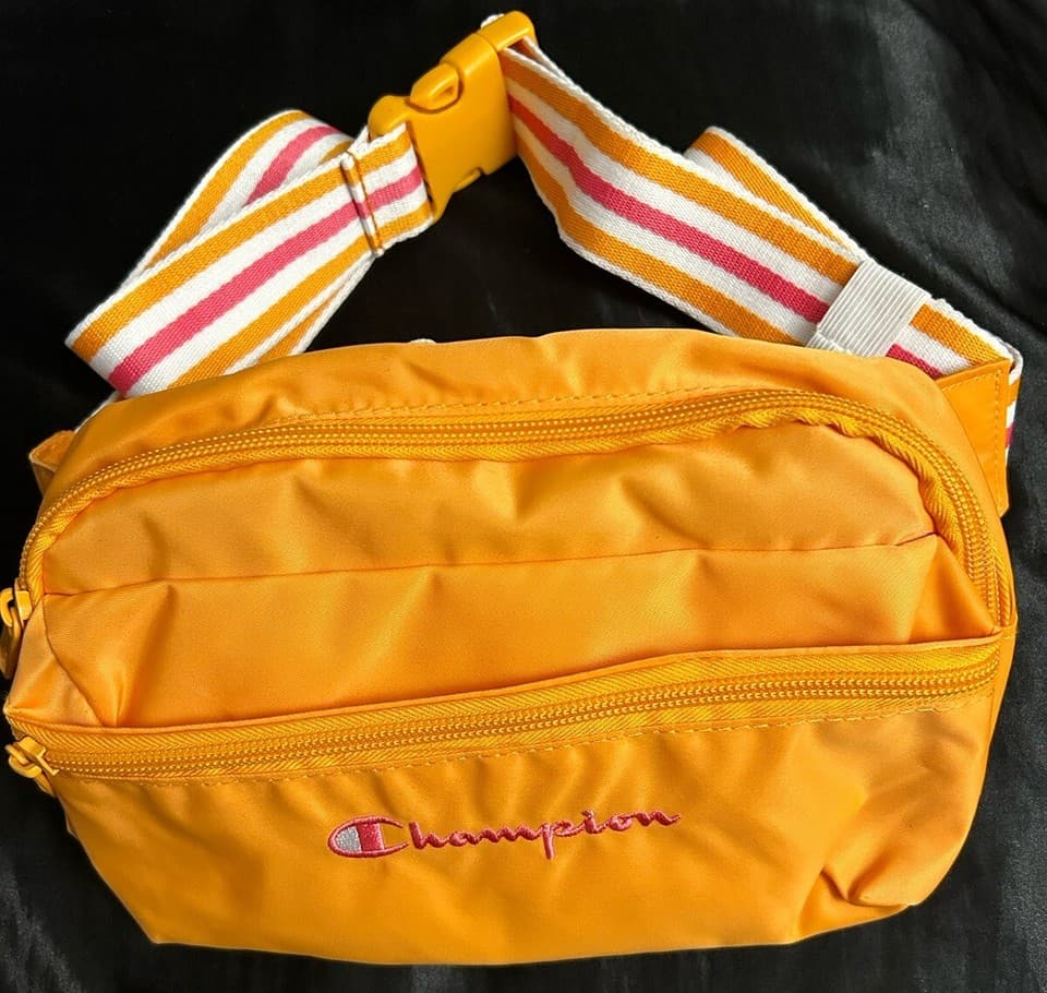 NWT CHAMPION Sling Waist Fanny Pack Travel Adjustable Script LOGO Clear See Thru