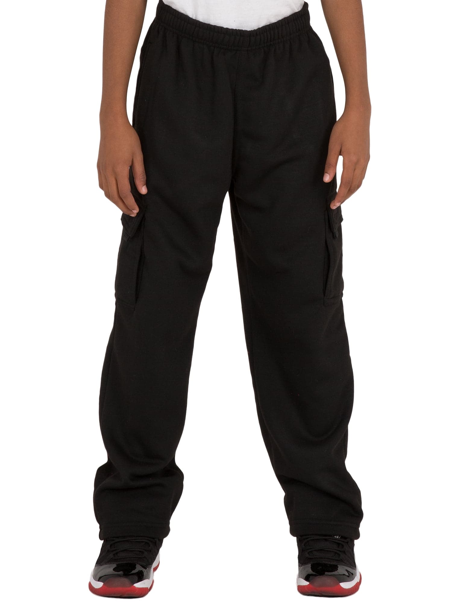 Big Boys Fleece Cargo Sweatpants Black Male  |  Size 2XL