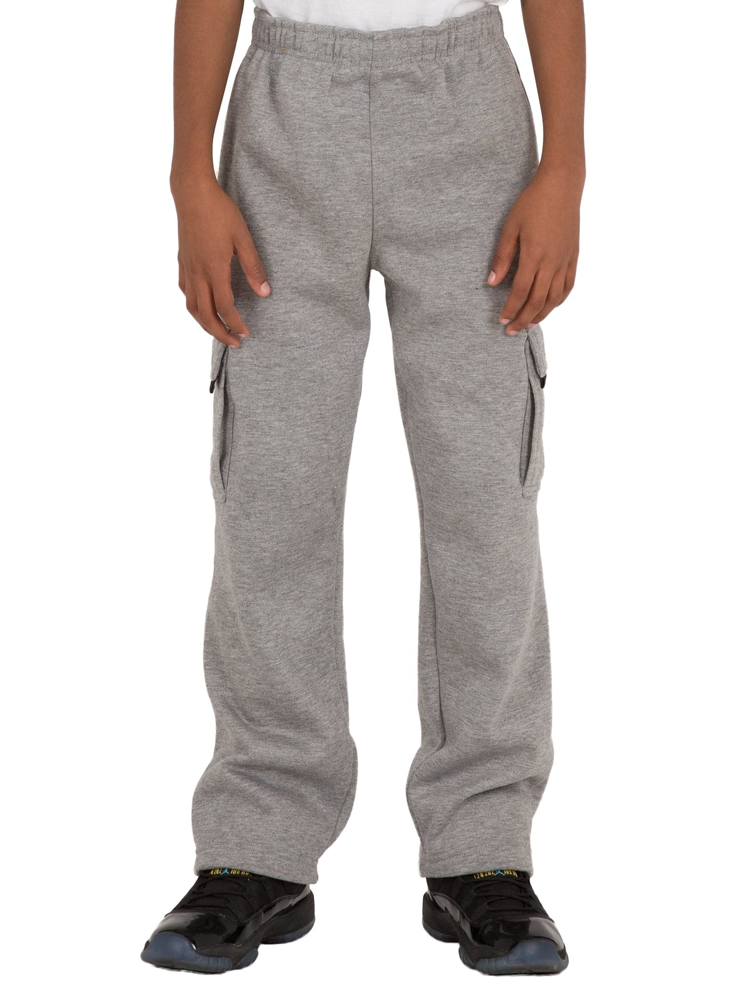 Big Boys Fleece Cargo Sweatpants Charcoal Male  |  Size L