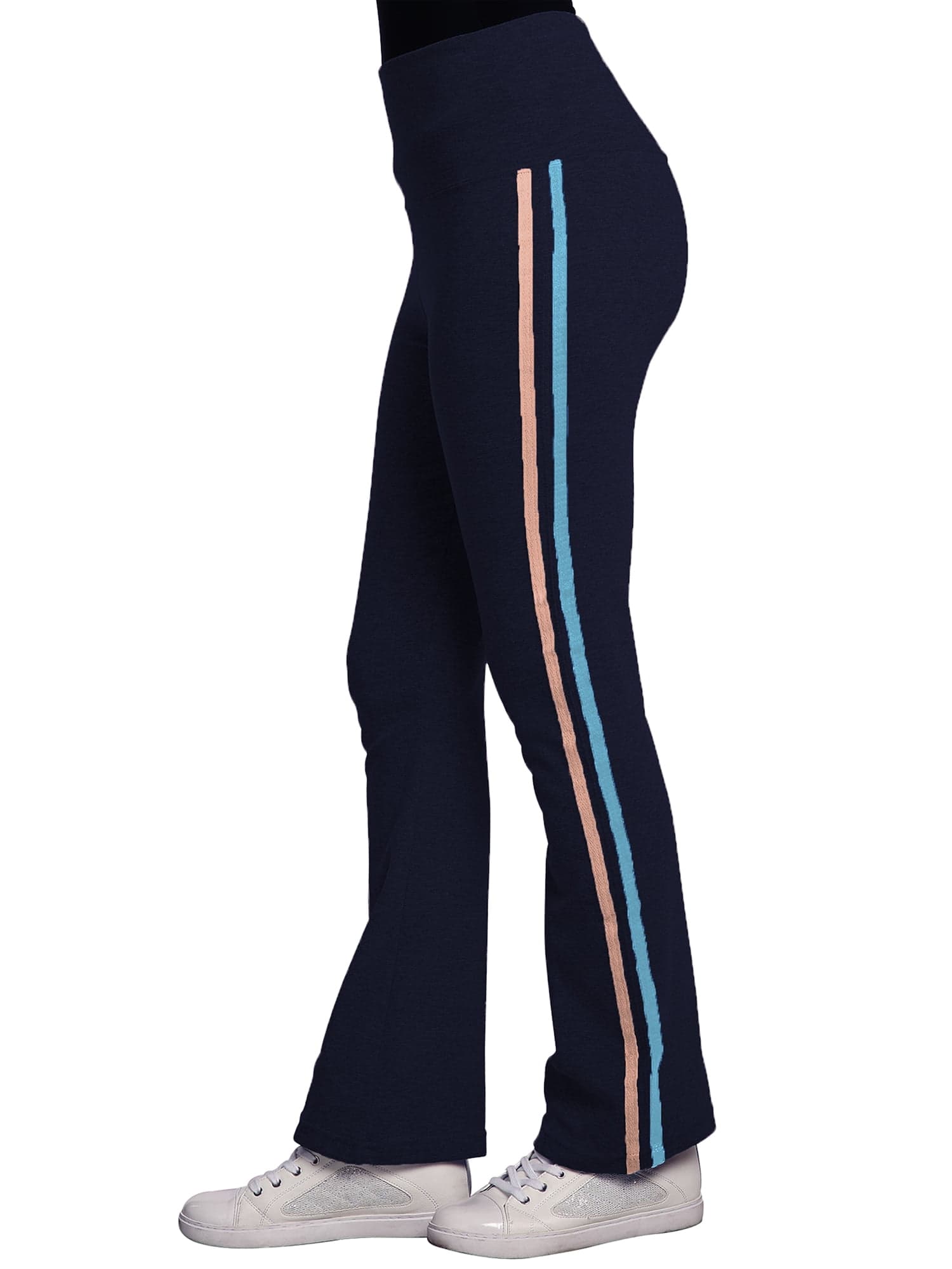 Sweet Vibes Women's Stretch Rib Flare Bottom Yoga Pants High Waist Double Seam M