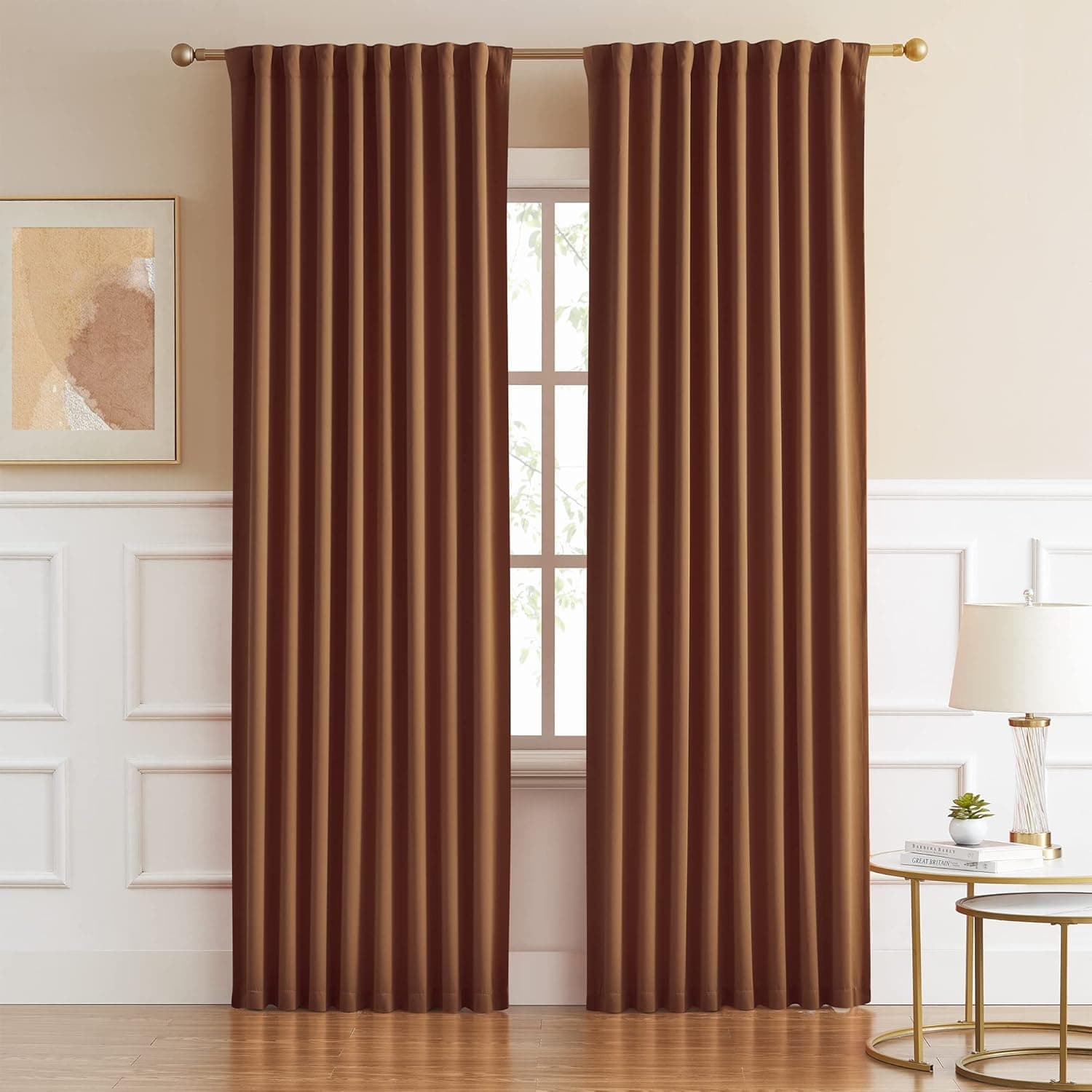 Blackout Curtains for Bedroom/Living Room Brown Sold by Pair, W52'' *L84'' , 2pc