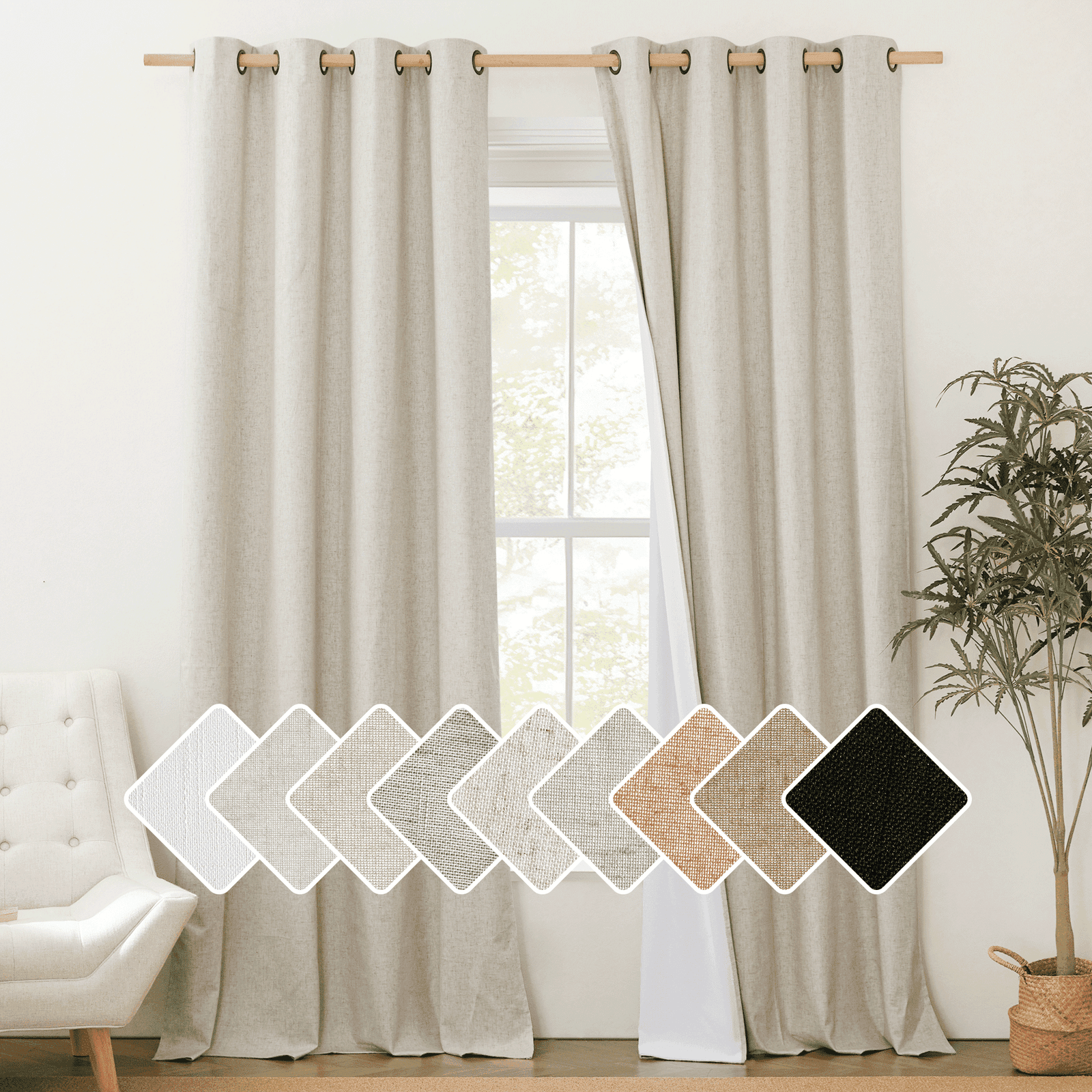 Natural Linen Semi Sheer