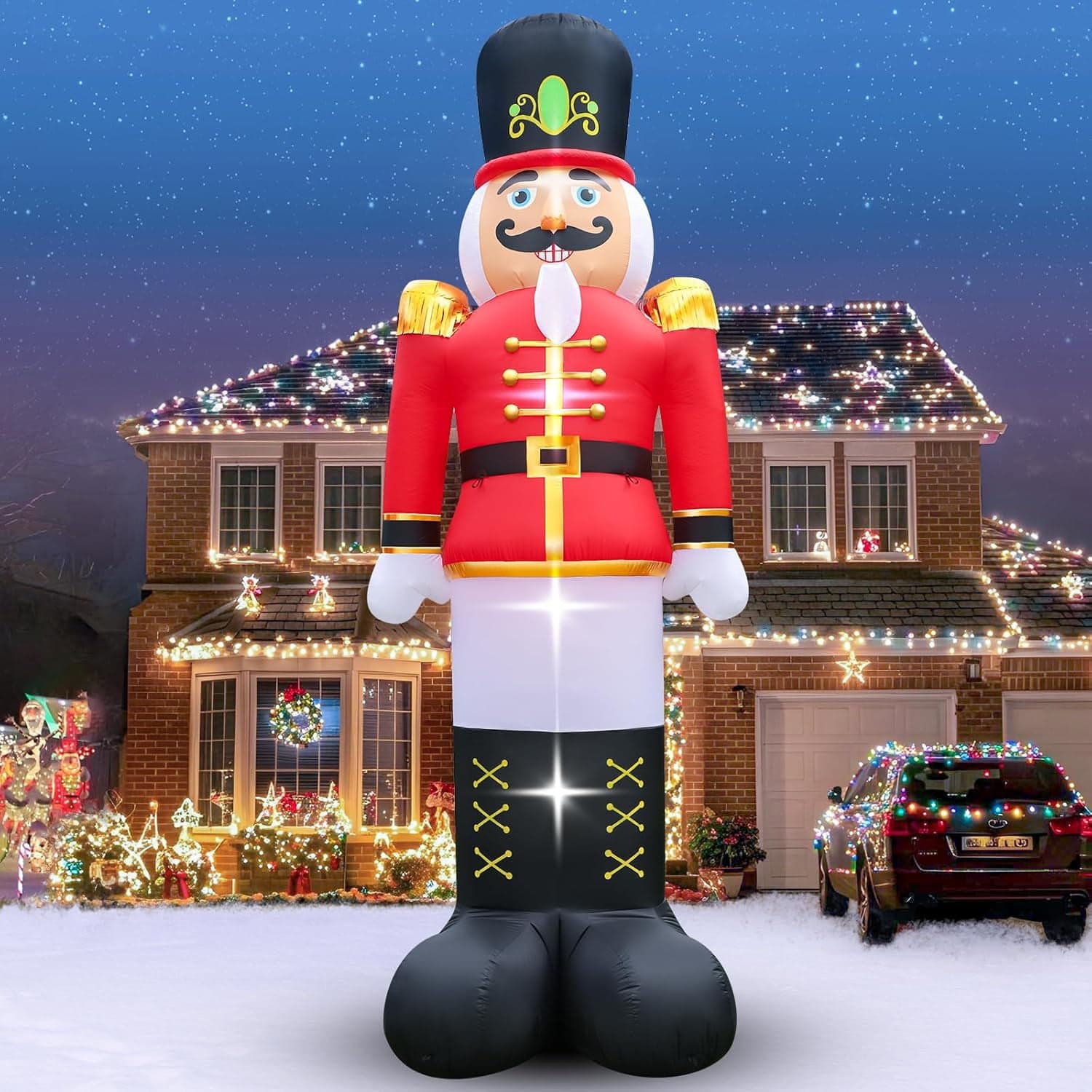7.2 FT Christmas Inflatable Nutcracker Soldier Blow up with Build-in LED Lights