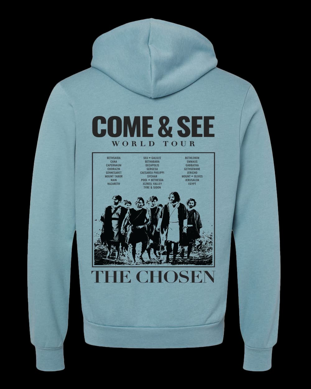 THE CHOSEN Come & See World Tour Crew Neck T-Shirt Size:S  light blue