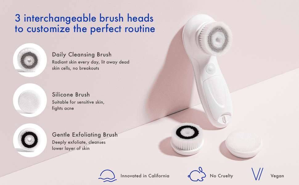 Vanity Planet Facial Cleansing Brush Ultimate Skin Spa with 3 Interchangeable