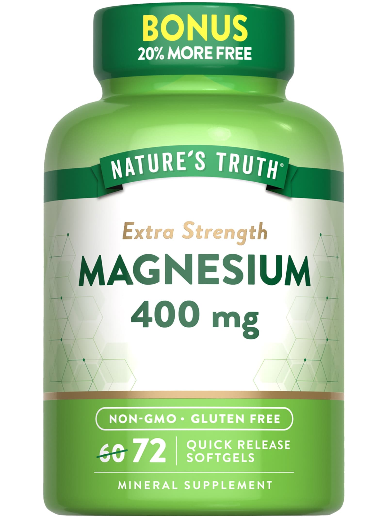 Magnesium 400mg Exp 09/26 Nature's Truth 72 Softgel Capsules Extra Strength