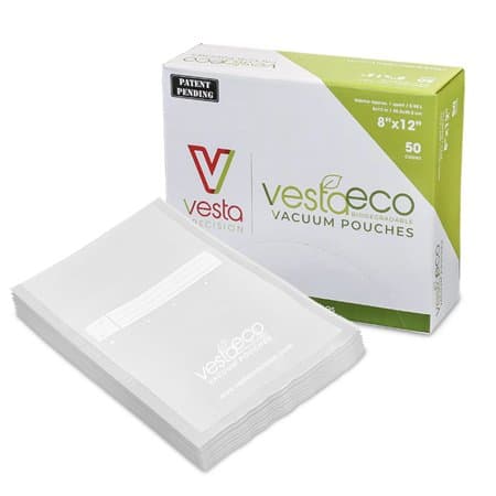 VestaEco Commercially Compostable Vacuum Seal Bags 8 x 12 Inches - 50 Vacuum Bag