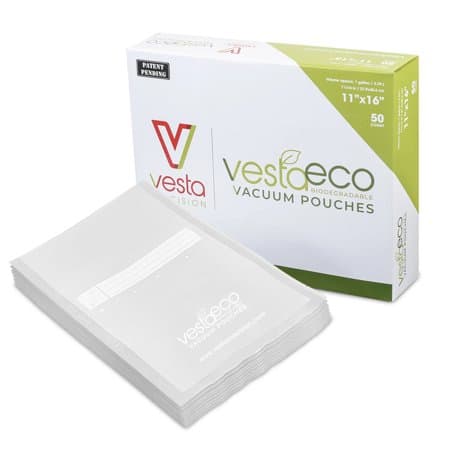 VestaEco Commercially Compostable Vacuum Seal Bags 11 x 16 Inches - 50 Vacuum