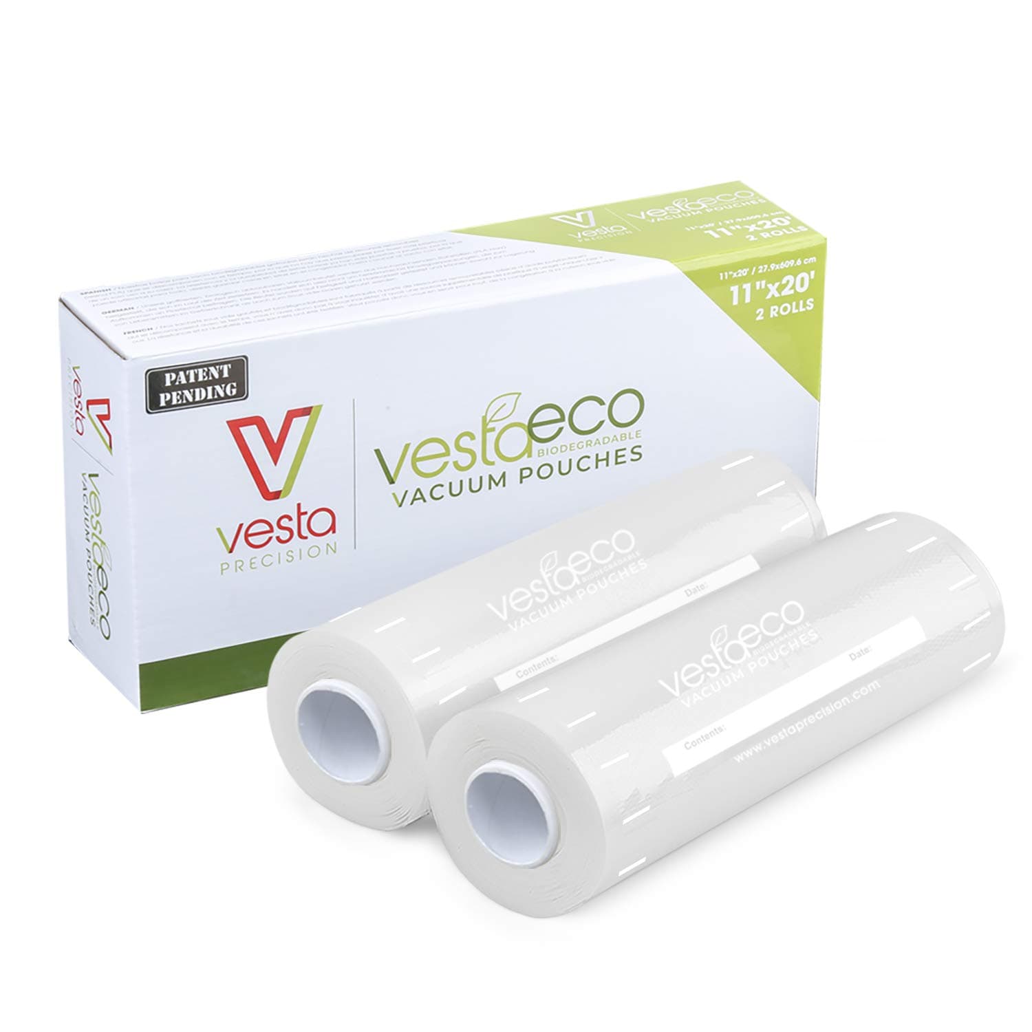 VestaEco Compostable Vacuum Seal Bags 11X20 Inches 2 ROLLS