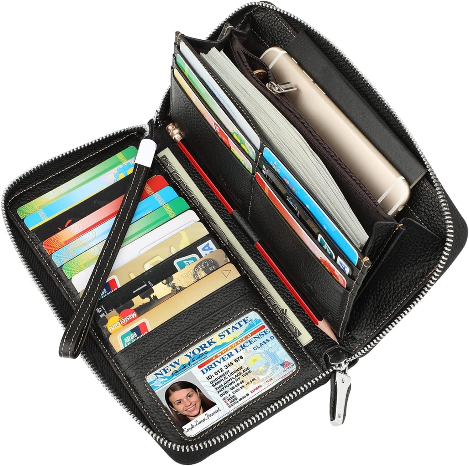 Zip wristlet Wallet and Phone Clutch - RFID Blocking Protection