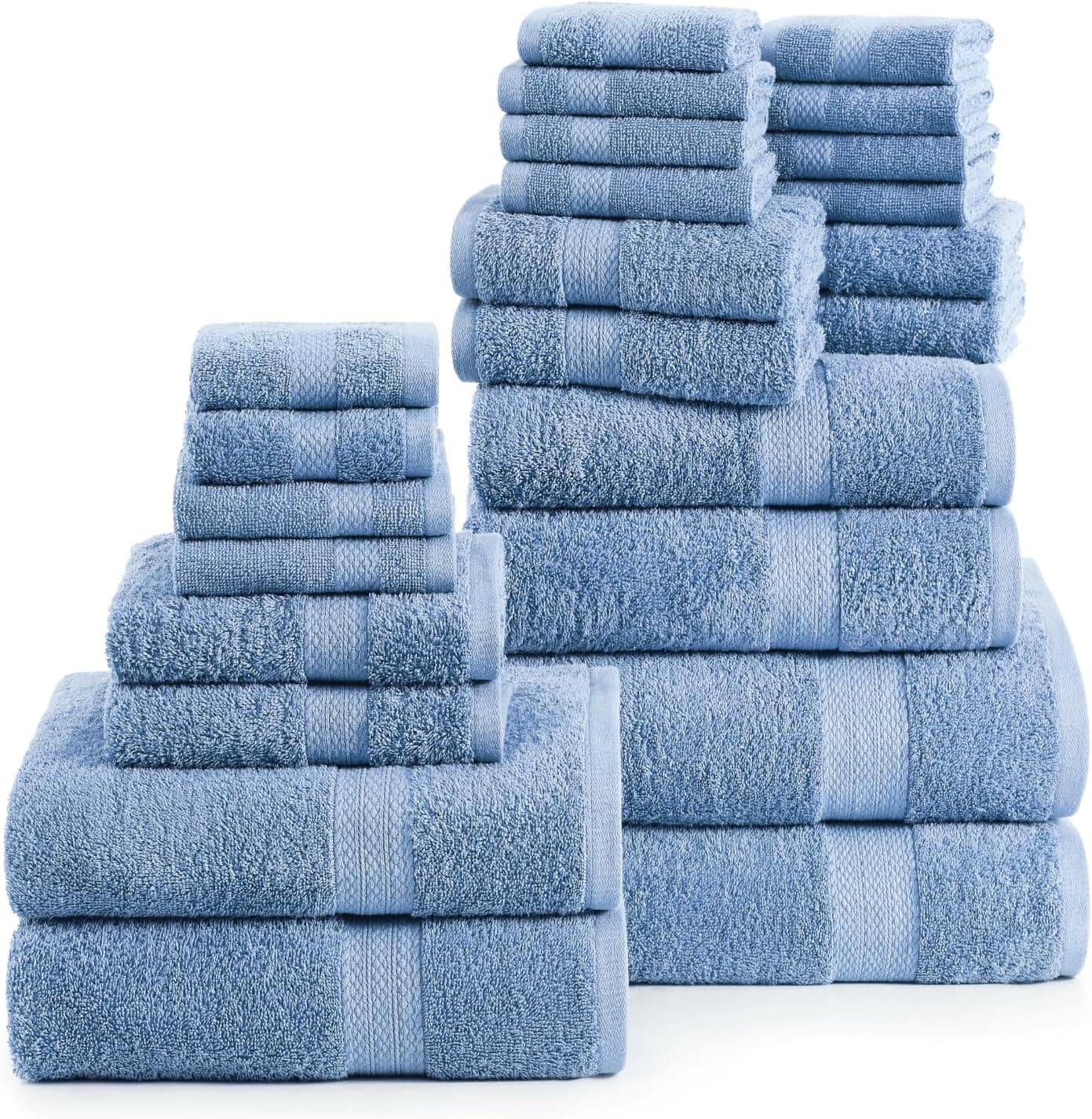 3 pack-Miracle BathTowels Sky Blue 12*12/27*53 included 6 handtowels&3 bathtowel