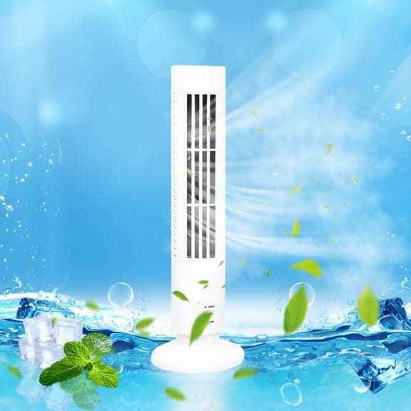 Open‑Box 36″ White Bladeless Tower Fan – 4 Speeds, Timer, Free Priority Shipping