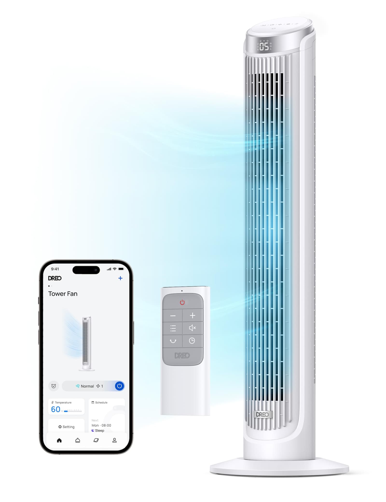 Smart Tower Fans for Home,Remote, WiFi/Voice Control Standing Fan-open box