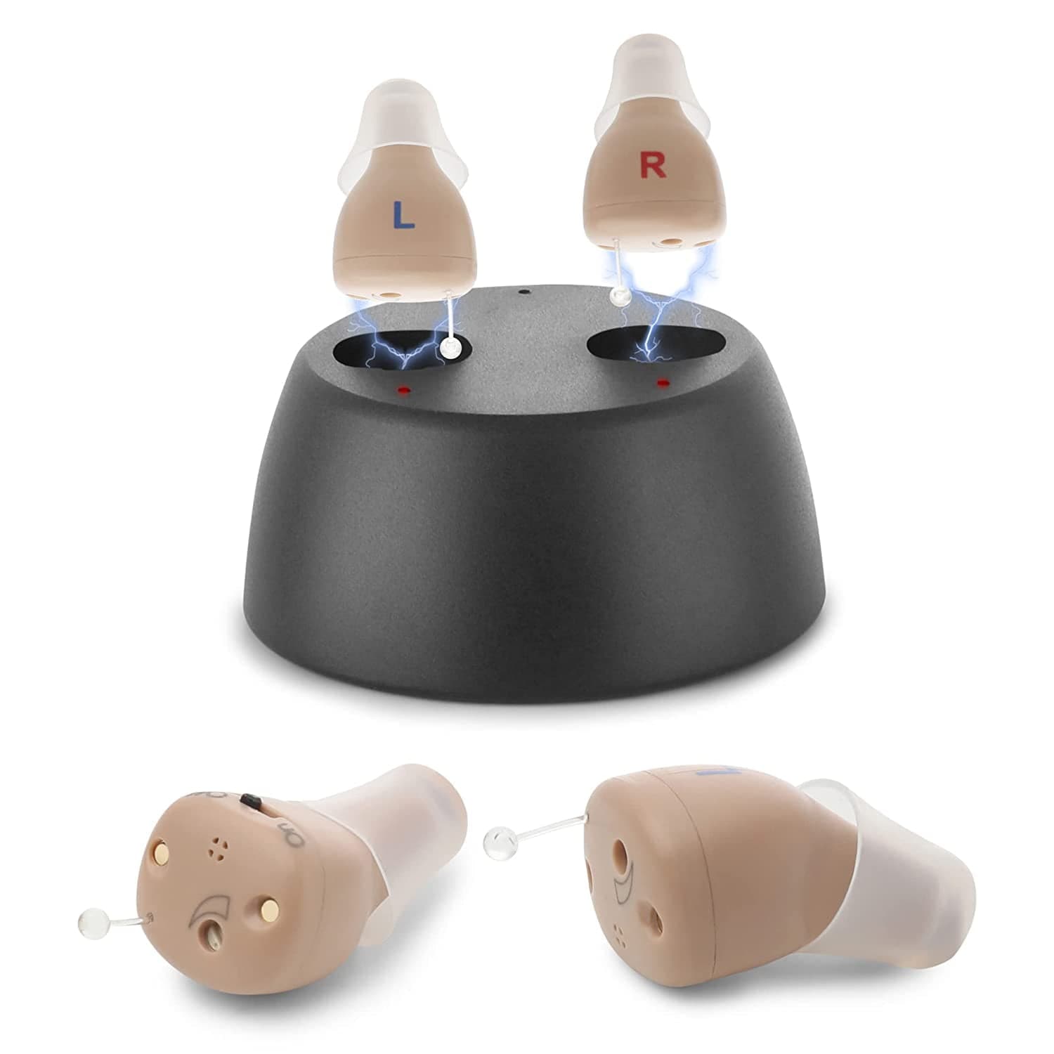 CIC Hearing Aid Rechargeable ID-1 Charge+Dry,Color:Beige Left/Right