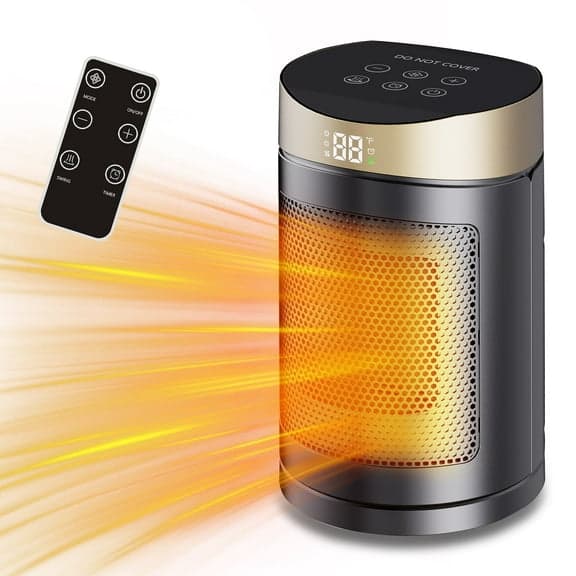 used-Fast Portable Room Heater with Remote and Thermostat, 3 Modes, Overheating