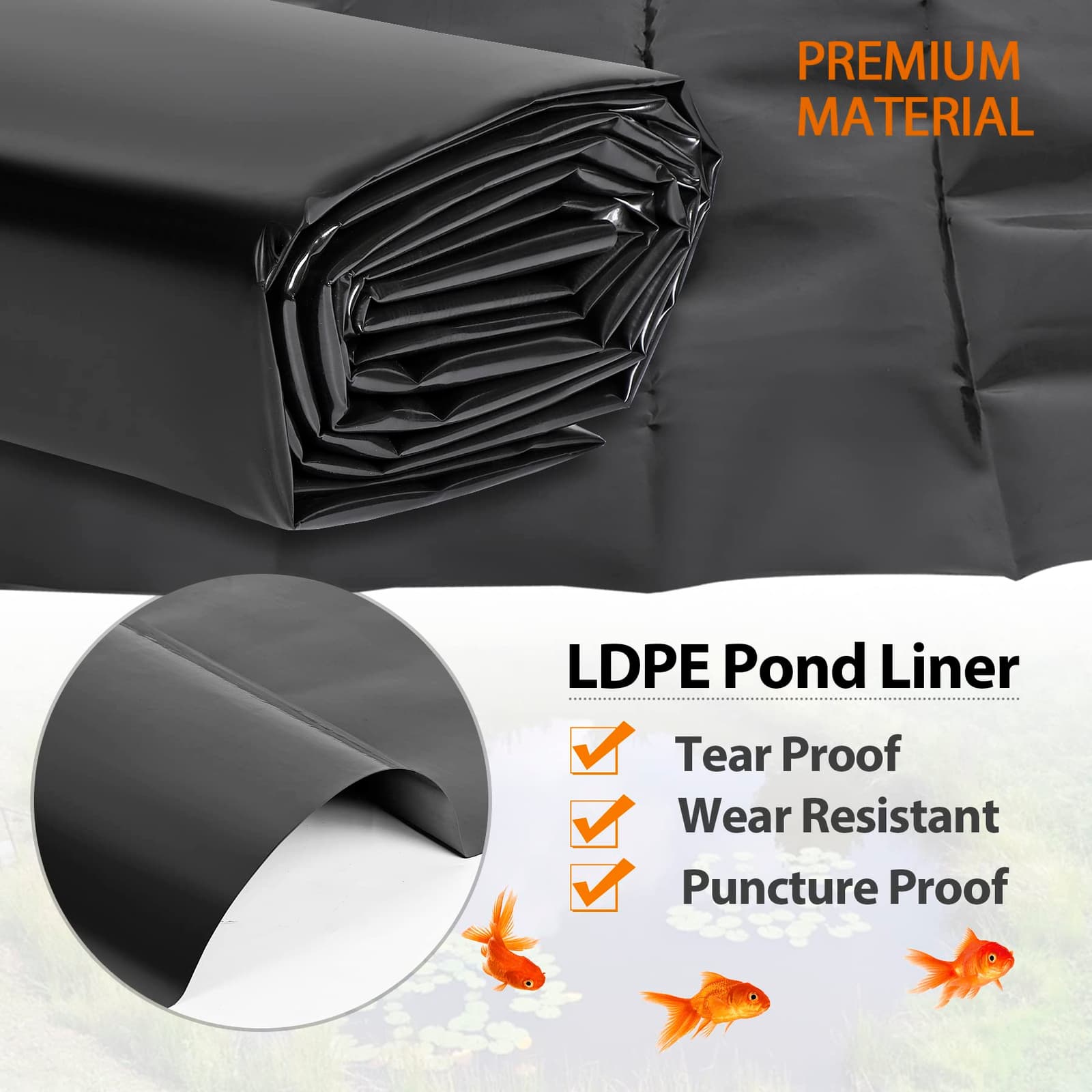 Pond Liner 20 ft. x 25 ft. 20 Mil Thickness High Tensile Sunlight-proof Flexible
