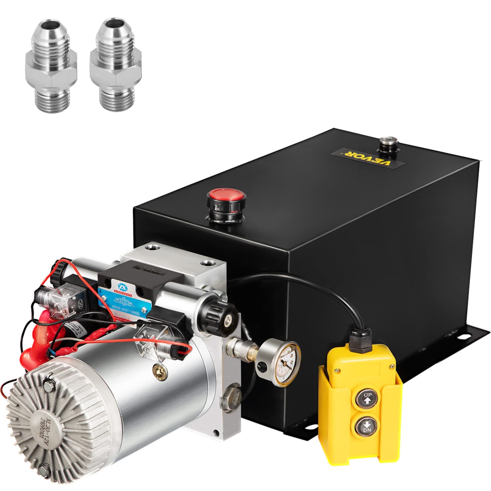 15 qt. 12-Volt Hydraulic Power Pump Unit Electric Dump Trailer Pump with Metal R