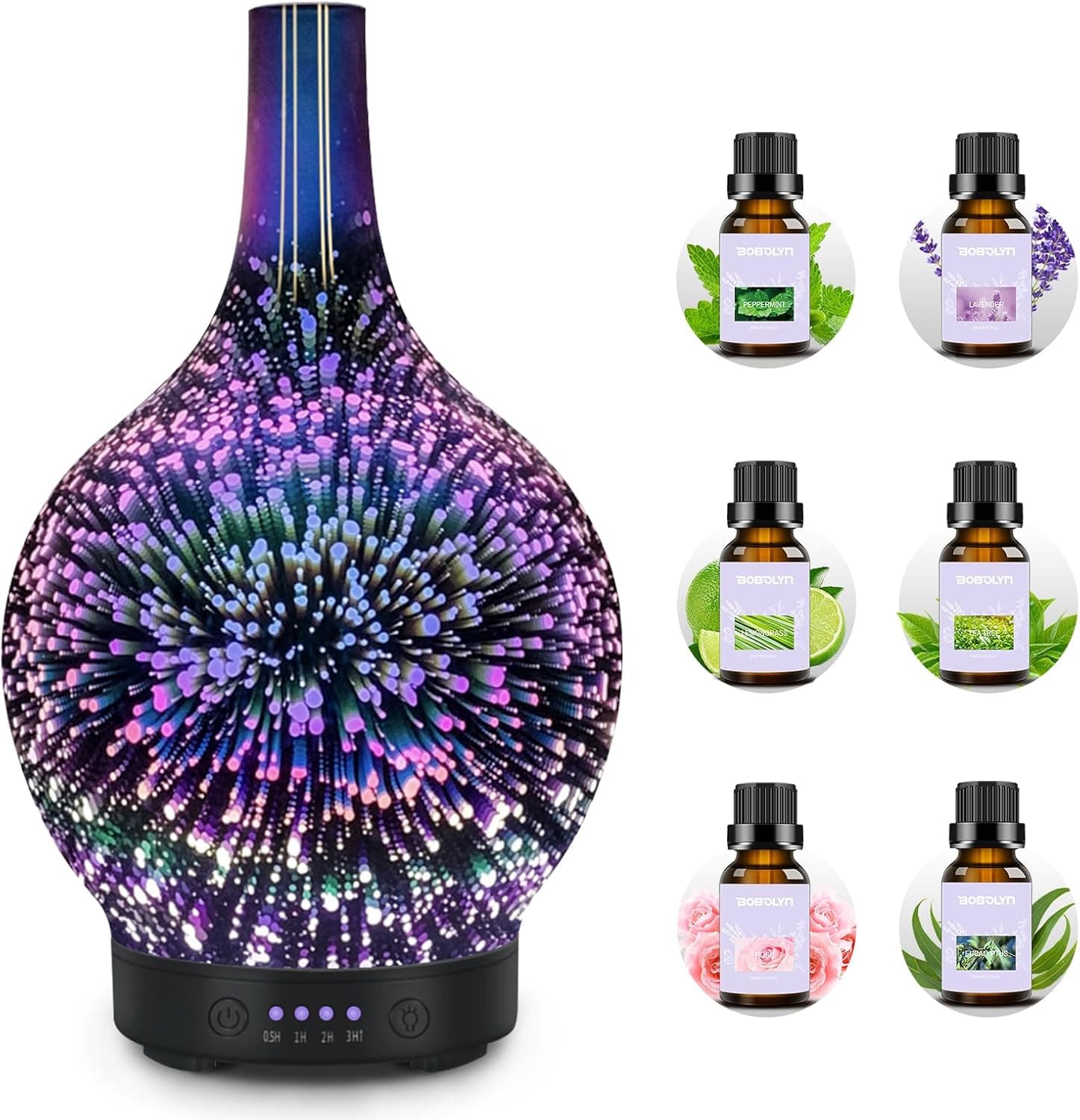 120Ml Glass Essential Oil Diffuser, Ultrasonic Aromatherapy Diffuser with Auto S