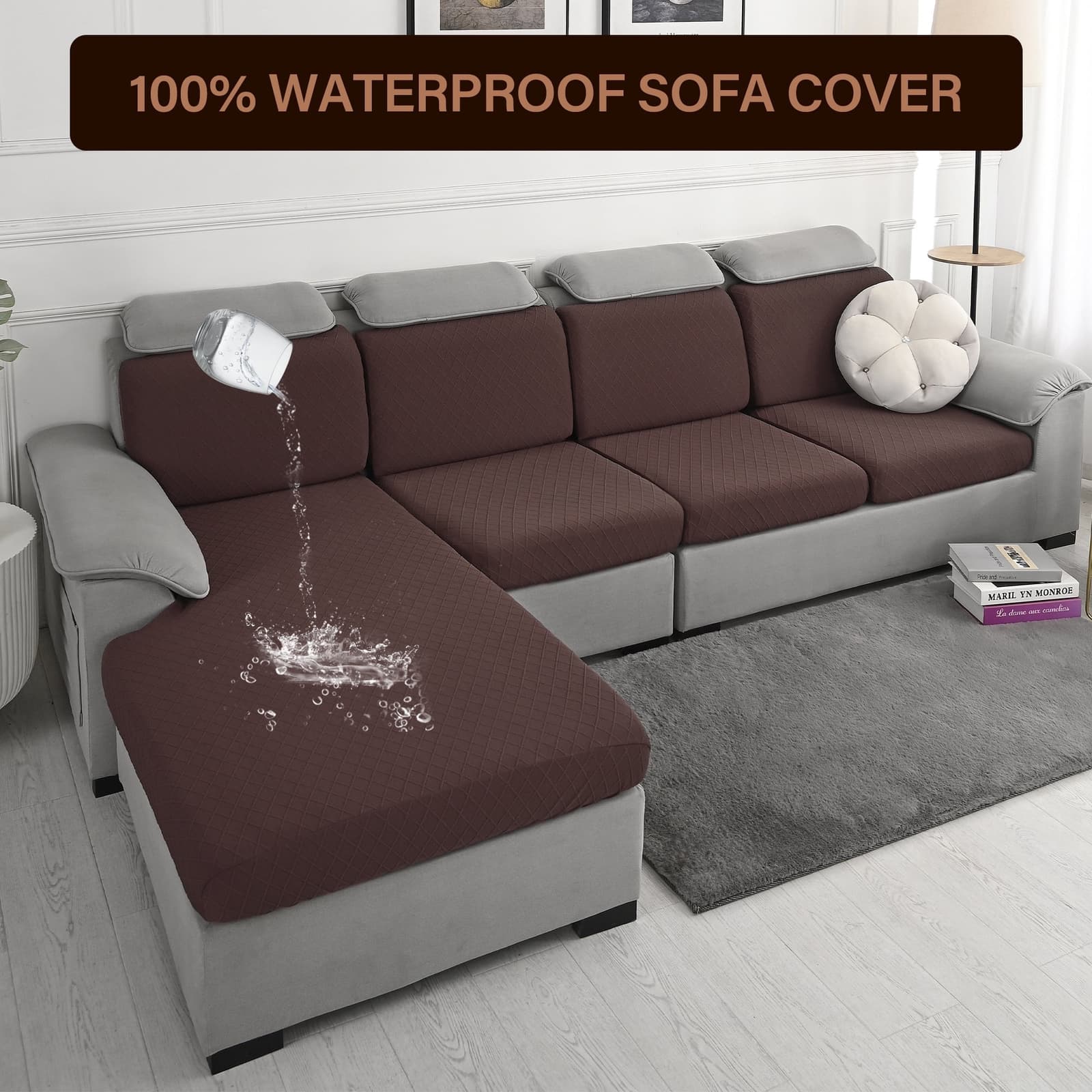 Waterproof Couch Cover XXL Shape 2-Piece，khakl