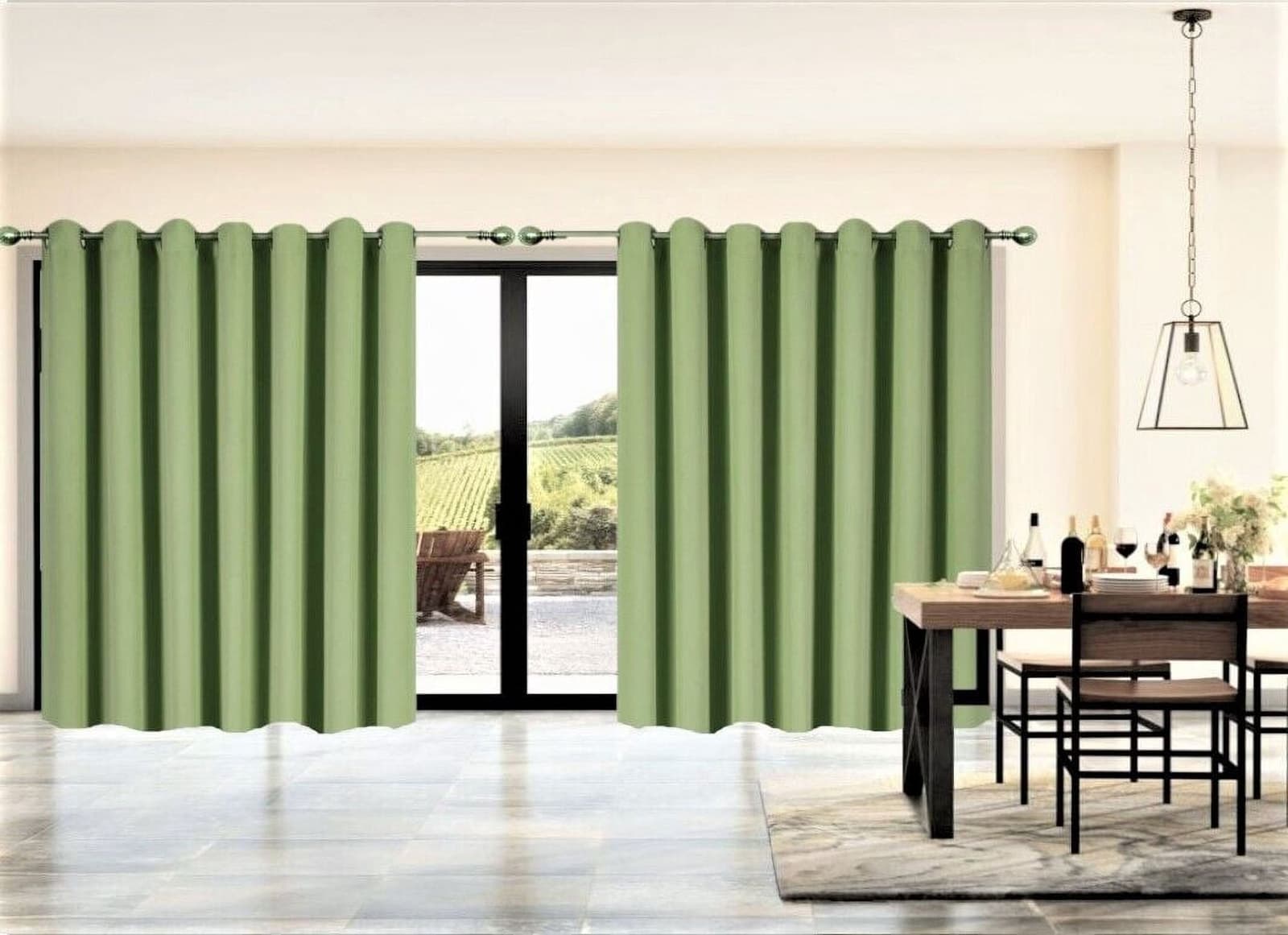 Blackout Patio Curtain, One Panel, Sage, 84”L x 100”W