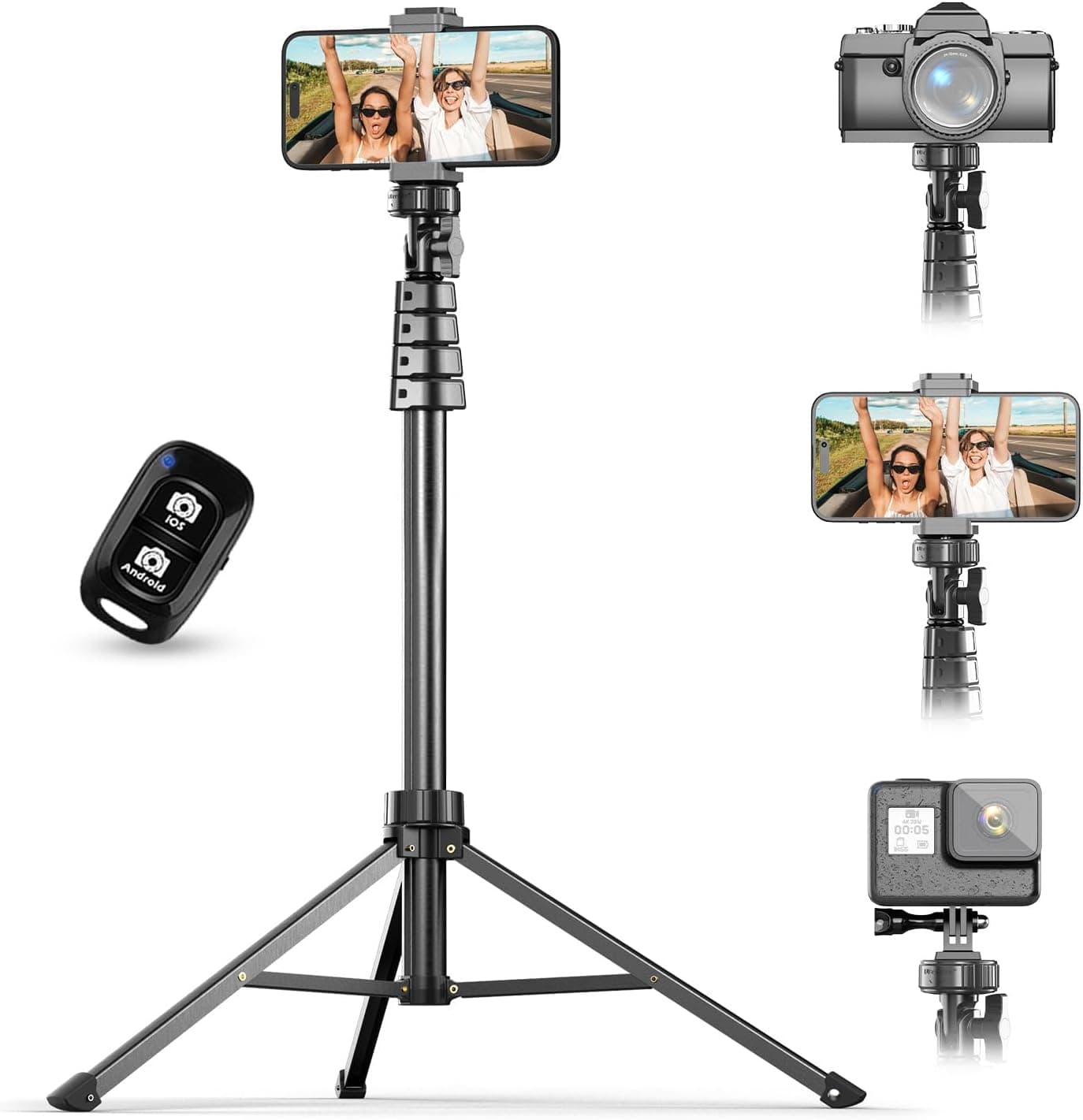 UBeesize Phone Tripod & Selfie Stick with Wireless Remote and Phone Holder