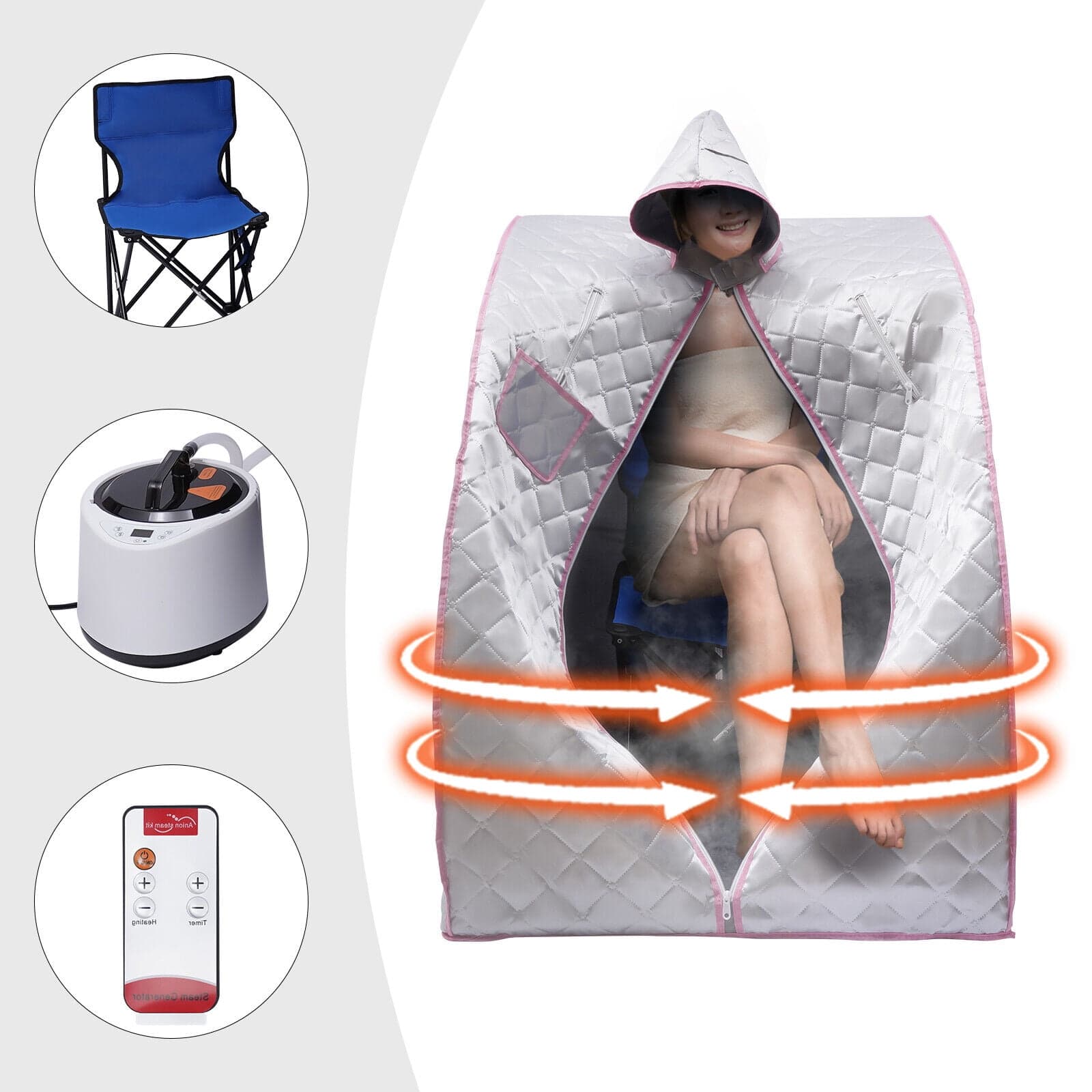 Home Spa Detox Therapy Portable Full Body Personal Steam Sauna Heated Silver NEW