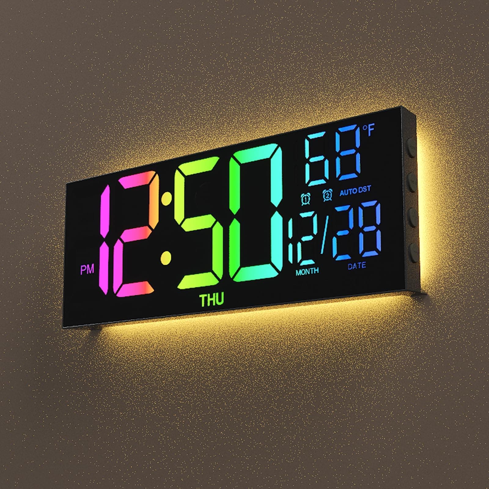 Colorful LED Alarm Clock With Temperature Display - GH0725