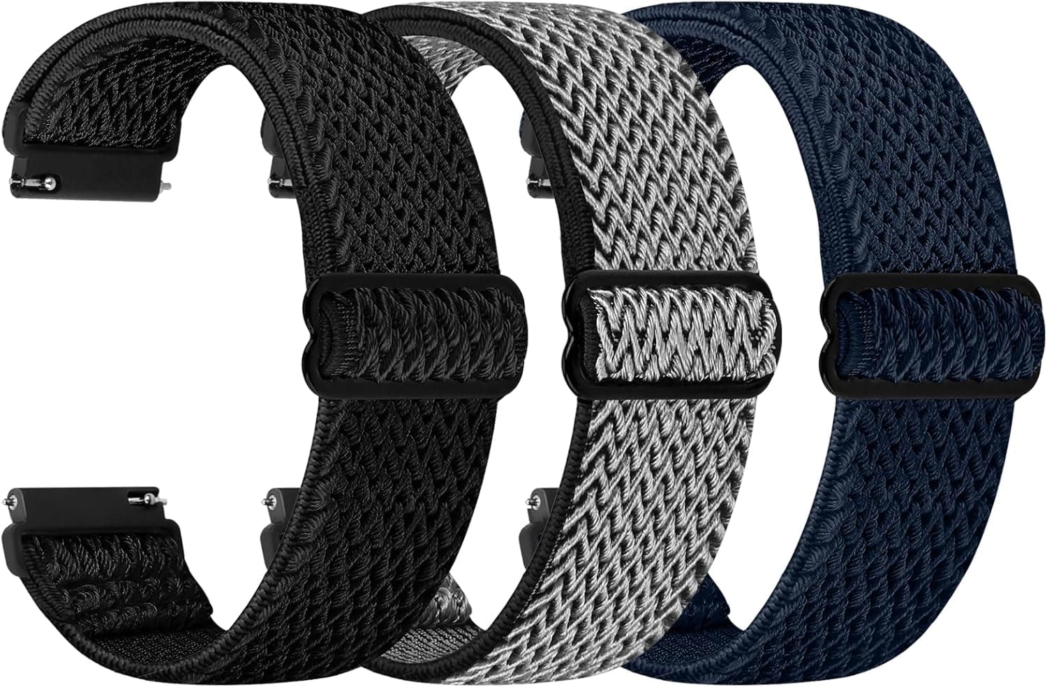 10-Pack S  Black/Grey  Solid Loop  Watch Bands 0.8 x 6.2Inch , Fits 42mm/44mm/45